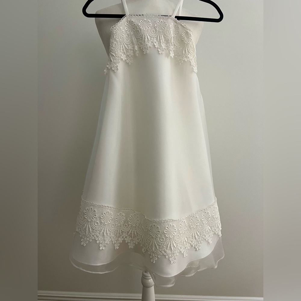 Esther Collection White Lace Kids Formal Dress for Baptism Communion Flower Girl